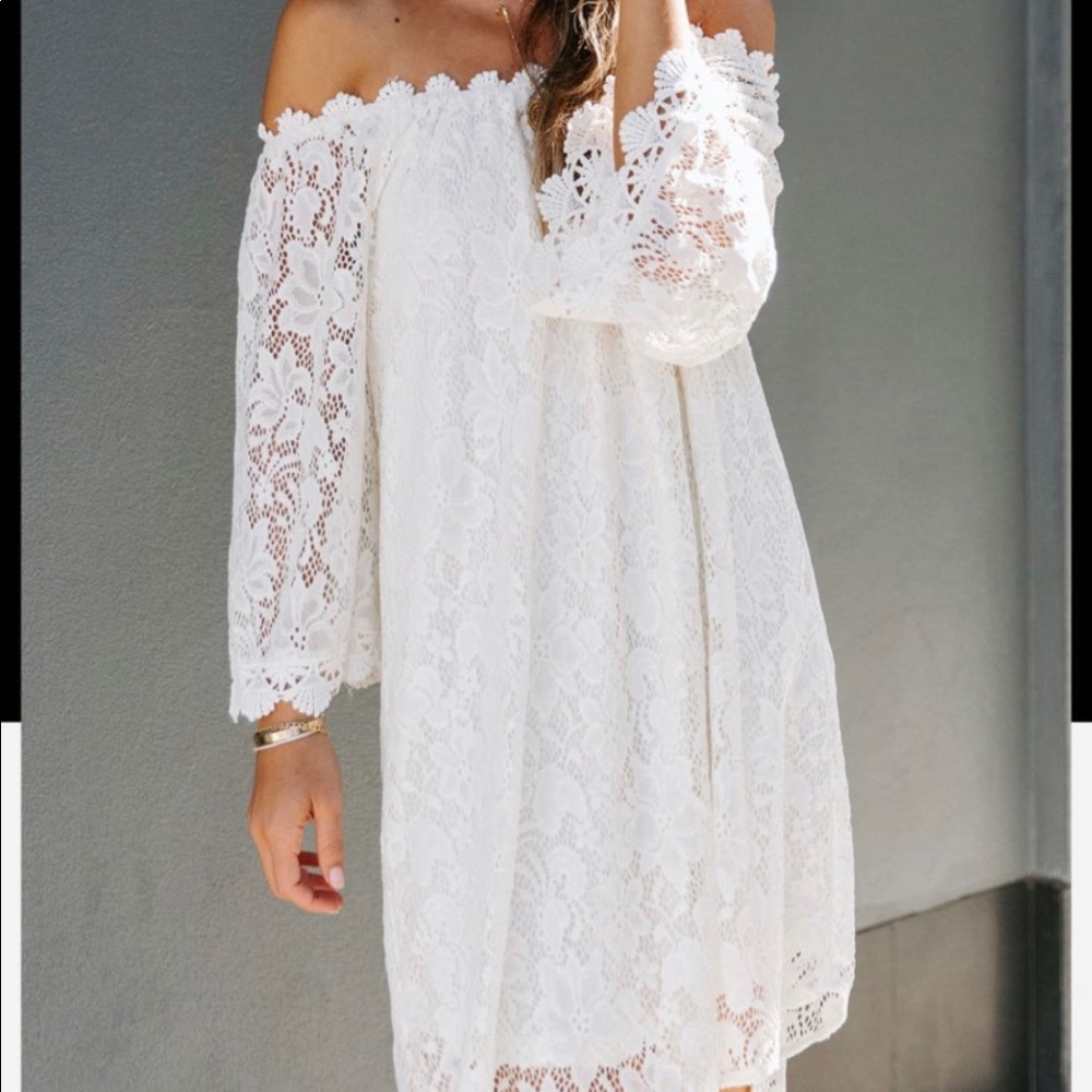 Lace white off the shoulder dress